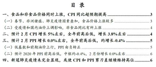 财信研究评1月CPI和PPI数据：疫情或使一季度CPI处于高位