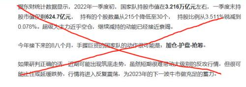 接近监管层人士：“一季度国家队清仓式减持”消息严重失实！