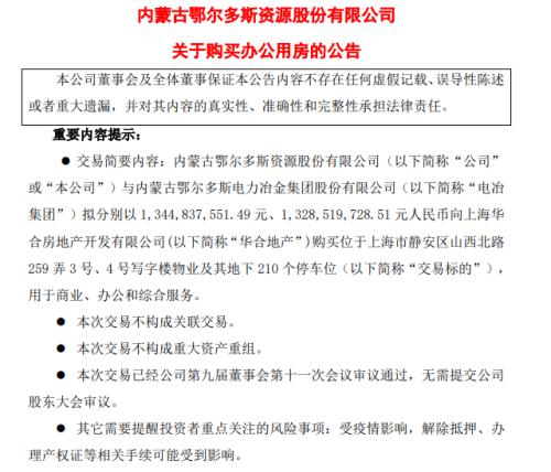 内蒙巨头27亿“抄底”上海写字楼！去年业绩暴增300%，标的持有方之一为赌王之女！