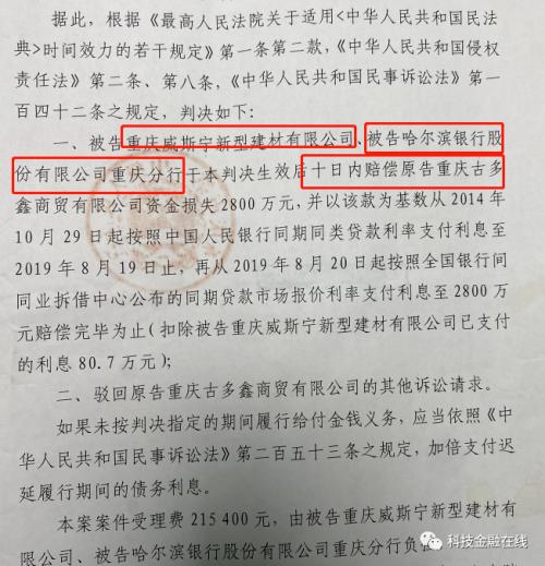 惊！哈尔滨银行和客户共同骗取民企2800万 法院判了