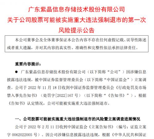 证监会重拳出击！两公司或被强制退市