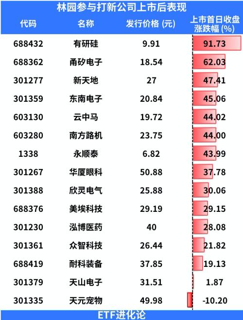 11月林园打新15家上市企业