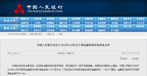 降准的三点考量！为何是0.25个百分点？